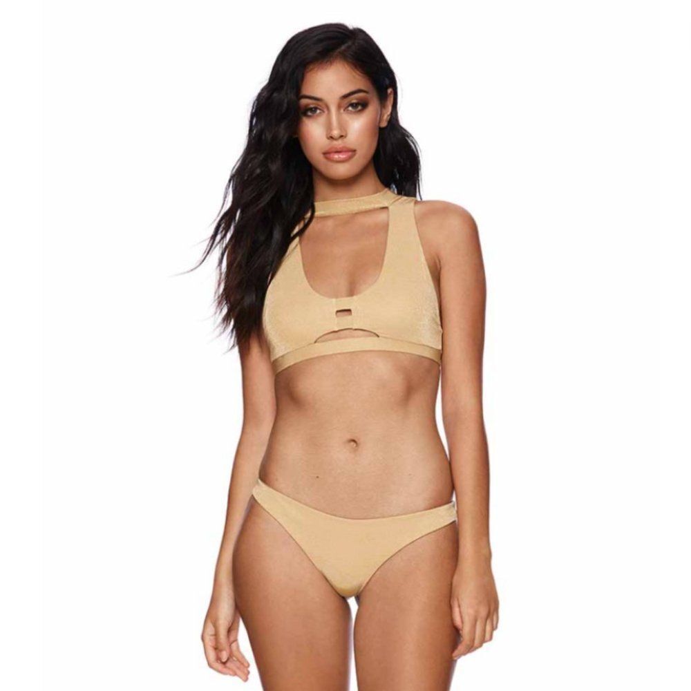 Shimmery Gold Beach Bunny 'Dani' Skimpy Bikini Bottom - XL - Picture 3 of 6